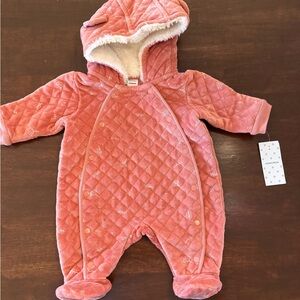 Nordstrom Quilted Coral Hooded Baby Footie